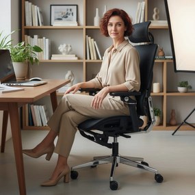 HOMCOM Scaun de birou ergonomic Scaun pentru birou cu suport lombar și suport cap reglabile, cotiere 5D rabatabile, suport picioare, plasă Negru | Aosom Romania