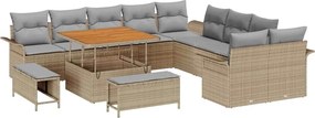 vidaXL Set de canapele pentru grădină cu pernă 13 pcs Bej poliratan