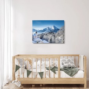 Tablou pe sticlă - O privire asupra peisajului de iarnă (70x50 cm)