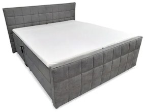 Pat tapițat reglabil electric HELEN 180x200 cm, gri, cu saltele și topper