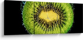 Tablou - detailu cu kiwi în apă (cu ceas) (90x30 cm)
