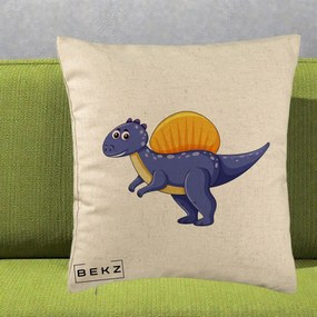 Perna Decorativa Spinozaur Kawaii, 40x40 cm, Bej, Husa Detasabila, Perna Inclusa, BEKZ®