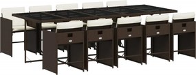 vidaXL Set mobilier de grădină cu perne, 11 piese, maro, poliratan