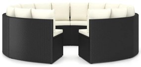 3064902 vidaXL Set mobilier de grădină cu perne, 8 piese, negru, poliratan