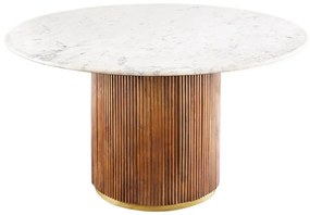 Masa rotunda design retro, Lemn, Marmura alba, GATSBY 140cm