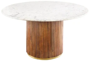 Masa rotunda design retro, Lemn, Marmura alba, GATSBY 140cm
