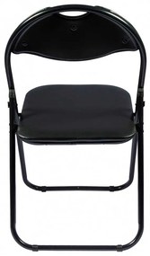 SCAUN PLIANT NEGRU, TAPITAT PIELE ECOLOGICA, CADRU METALIC