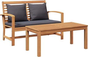 vidaXL bancă Maro și gri închis 110 x 66 x 76 cm Lemn solid de tec