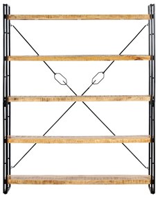 286580 vidaXL Bibliotecă cu 5 rafturi, 140 x 30 x 180 cm, lemn masiv de mango