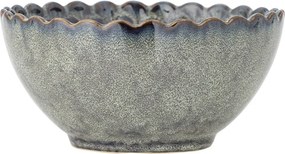 Set 4 boluri din ceramică, gri, margine ondulată și model marin în relief, glazură reactivă, 7,5 x 15,5 cm, „Katrina”