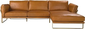 Coltar LUX design italian cu sezlong dreapta Cowhide camel