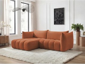 Colțar portocaliu cu tapițerie din țesătură bouclé (cu colț pe partea stângă/cu șezlong) Azra – Bobochic Paris