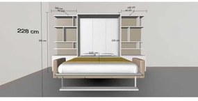 Set pat rabatabil dublu cu somiera inclusa, canapea 3 locuri si 2 biblioteci(100 cm) - ROYAL XL 160 - SOFA &amp; BIG BOOKCASES SET (160X200)