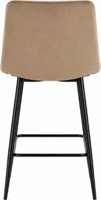 Scaun de bar cu picioare negre ARCETO VELVET, maro