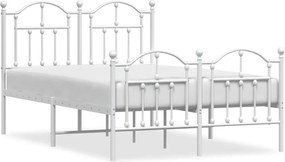 vidaXL Cadru de pat metalic cu tăblie, alb, 120x200 cm