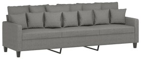 Canapea cu 3 locuri si taburet, gri inchis, 210 cm, textil