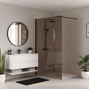 Paravan de dus fumuriu Rea Flexi Brown 120 cm negru