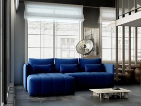 Colțar extensibil dumonde cu ladă de depozitare si sezut confortabil din spuma high-density, Malta Royal Blue 235x185 cm