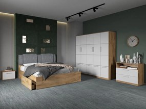 Set mobila dormitor complet Alb/Stejar Adapto C09