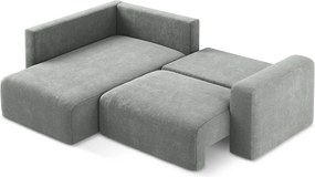 Colțar gri extensibil/cu spațiu de depozitare cu tapițerie din chenille (cu colț pe partea stângă/în formă de ”L”) Kona – Makamii