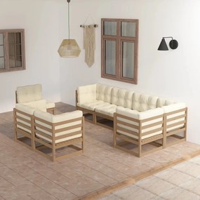 3076717 vidaXL Set mobilier de grădină cu perne, 8 piese, lemn masiv pin