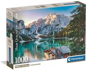 Orașe Lake Braies Italia Puzzle Compact de 1000 de piese Clementoni