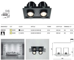Spot LED incastrabil rotativ retractabil Hidden 2 alb