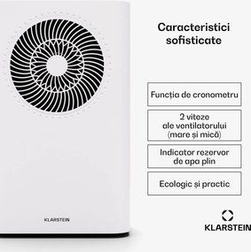 Klarstein CircleDry Smart 12 L dezumidificator, 12 L/zi, 260 W, 25-30m², WiFi, timer, filtru