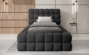 Pat lemn masiv Tapitat Tetrix Personalizabil 90x200 cm - Touch 18