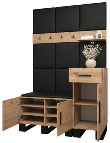 Set mobilier pentru hol Amanda 5 (Stejar artisan + piele ecologică Negru). 1085901
