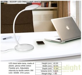 Veioza LED / Lampa de birou LED 4000K SCOOP WHITE SV-552758