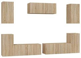 3114304 vidaXL Set dulapuri TV, 7 piese, stejar sonoma, lemn prelucrat