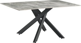 Masa ZENOS, gri cu efect de marmura/negru, ceramica/metal, 160x90x75 c
