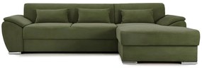 Colțar Extensibil PICASSO, cu ladă de depozitare, variante stânga/dreapta 300x170x80 cm, Verde-Enjoy / Dreapta