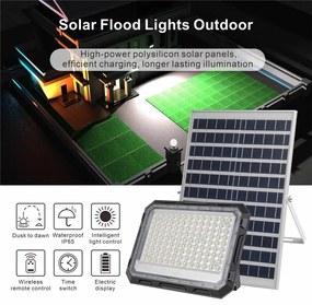 Proiector LED cu Panou Solar și Telecomandă, Rezistent la Apă IP65, 200W