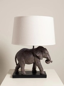 Lampa de masa elefant din polirasină, cu abajur din in si bumbac , "Savane"