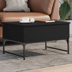 vidaXL Măsuță de cafea, negru, 70x50x40 cm, lemn prelucrat și metal