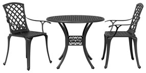 3216331 vidaXL Set mobilier bistro, 3 piese, negru, aluminiu turnat