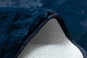 Covor modern de spălat POSH cerc shaggy albastru inchis, antiderapant, gros