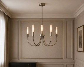 Candelabru cu 5 brate AUGUSTINE nickel/alb