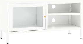 vidaXL Dulap TV, alb, 90x30x44 cm, oțel și sticlă