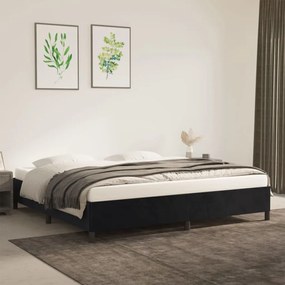 Cadru de pat, negru, 200x200 cm, catifea Negru, 35 cm, 200 x 200 cm
