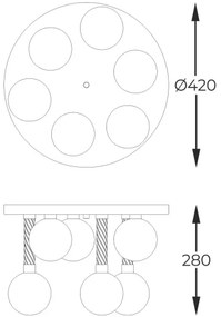 Lustră aplicată Zuma Line C0583-06D-2GHF MIDA 6xG9/6W/230V alamă