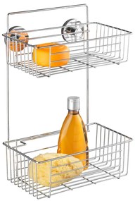 Etajeră cu două rafturi Wenko cu sistem de prindere Vacuum-Loc Bari, până la 33 kg