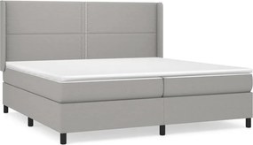 vidaXL Pat box spring cu saltea, gri deschis, 200x200 cm, textil