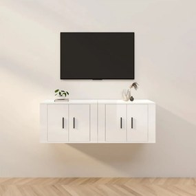 vidaXL Dulapuri TV montate perete 2 buc. alb extralucios 57x34,5x40 cm