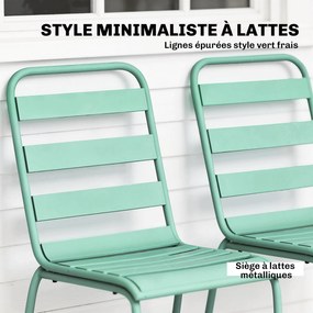 Outsunny Set de 2 Scaune de Grădină Empilabile din Metal pentru Terasă, Balcon, Grădină, Verde | Aosom Romania