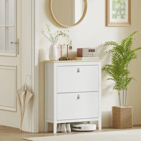 PANA30 - Pantofar 80 cm ingust, 2 compartimente duble, pantofare, depozitare pantofi, mobilier hol - Alb sau Verde