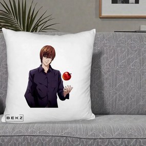 Perna Personalizata Death Note Light Yagami cu Mar, 40x40 cm, Alb Pufos, Husa Detasabila, Perna Inclusa, BEKZ®