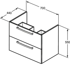 Dulap baie suspendat Ideal Standard Tempo pentru lavoar, 70 cm, alb lucios Alb lucios, 700x440 mm